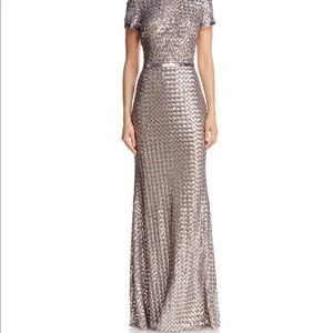 Aqua Belted Sequin Gown